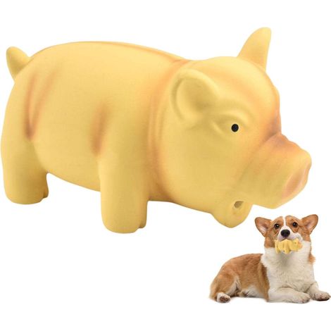 chien porc grunt,Jouet à mâcher pour chien Reproduction sonore porc grognement  Jouets à mâcher pour chiots chien avec grincement porc en caoutchouc