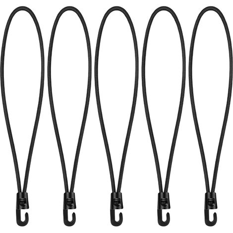 15 Pcs Tendeurs Elastique avec Crochets, 26 cm Sandow Elastique Noir, Corde Elastique de Fixation pour Bache, Tente, Camping, Remorque et Transport de Bagages, Mini Tendeur Robuste (1/5)