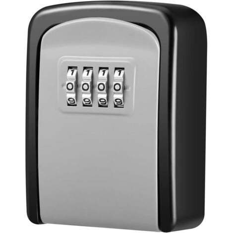 Sollbry Coffre-fort à clé pour l'extérieur, boîte de verrouillage à combinaison à 4 chiffres, coffre-fort à clé mural avec capacité de 5 clés, conception étanche, pour intérieur, extérieur, portail, m