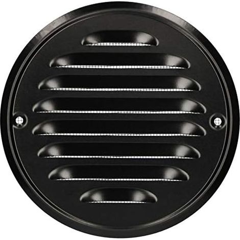 KOTARBAU Grille d’aération ronde en tôle de zinc, fixation par vissage, 130 mm, noir, protection anti-insectes, grille de ventilation à lamelles