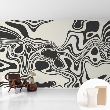 Papier peint intissé classique moderne pour salon et chambre à coucher Décoration rapide avec colle Lignes dynamiques 416x254 cm (1/5)