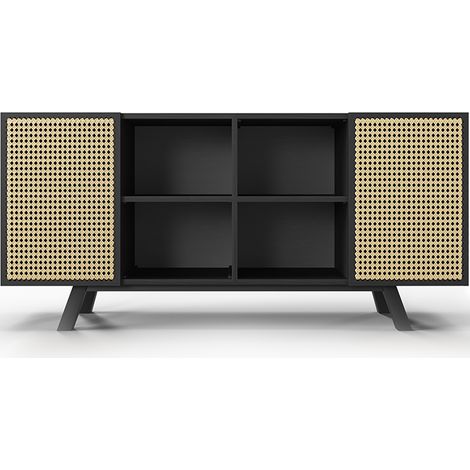 Naturholz-Sideboard - Vintage-Design - Schwarz - Edan Schwarz