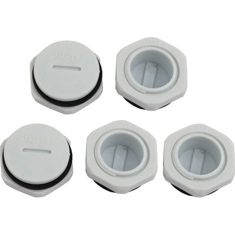 5pc GLW-M25 Nylon Fil Presse-étoupe Cap Rond Visser Couverture Gris Lavage (1/3)