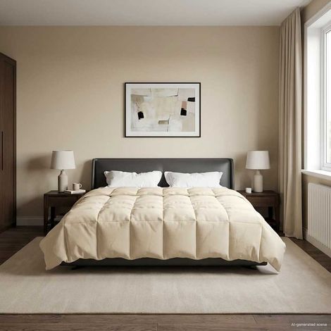 Winterbettdecke Gepolstert Creme 200 x 200 cm Mikrofaser