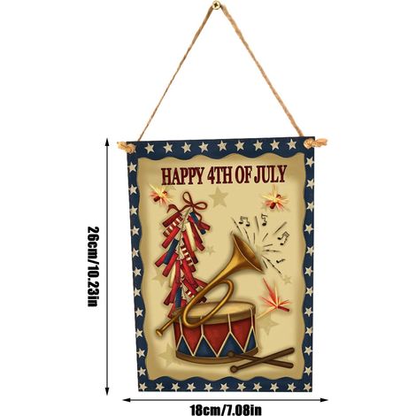 Pendentif En Bois - Décoration Murale 4 Juillet - Ornements Patriotiques Pour Fête Nationale - Lot De 3 (1/5)