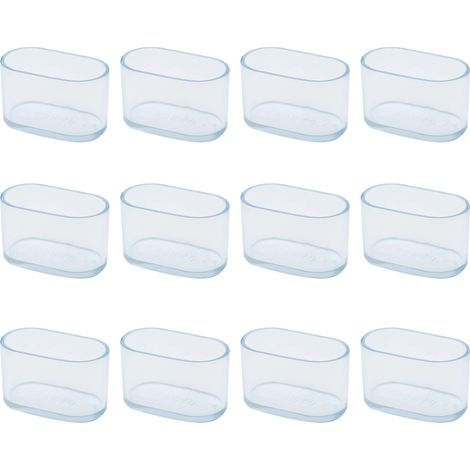 Lot de 12 protections ovales pour pieds de chaise 20 x 40 mm, patins flexibles en caoutchouc pour pieds de table et sols (transparent) (1/5)