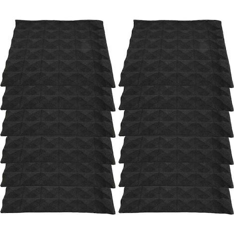 Lot de 12 blocs de mousse d'isolation phonique en coton (30 x 30 x 5 cm) pour studio d'enregistrement et salle de piano. (1/5)