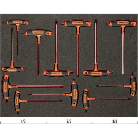 BAHCO - Jeu de tournevis avec manche en T pour vis 6 pans/TORX 3/3 Fit&Go - 12 pcs