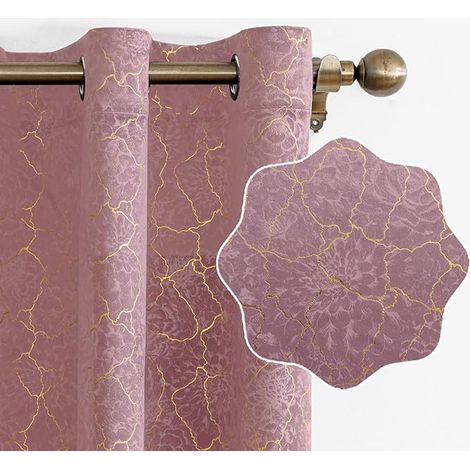 Set of Velvet Curtain, 140 x 200 cm, Living Room Curtain, Thermal Insulating Curtain, Modern Bedroom, Home Dressing, Pink (1/5)