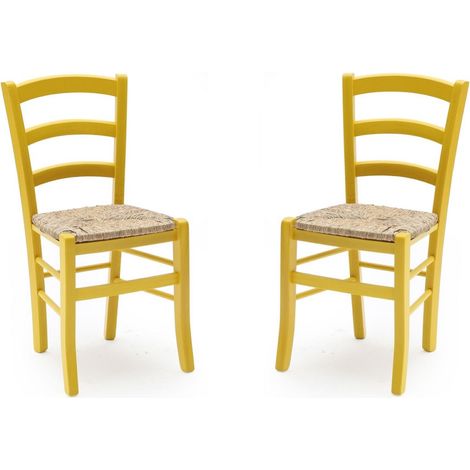 Sedie in legno faggio Giallo seduta paglia - VENEZIA SET DA 2 (1/3)