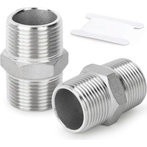 2 Stück 316L Edelstahl-Außensechskantanschlüsse, Rohrverschraubung 3/8 Zoll BSP Außenrohr x 3/8 Zoll BSP Außenrohr (1/5)
