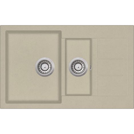 Évier de cuisine granit double lavabo beige (1/4)
