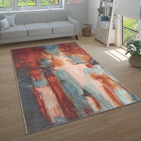 Paco Home Teppich Wohnzimmer Schlafzimmer Kurzflor Modern Abstraktes Vintage Muster 160x220 cm, Bunt 4
