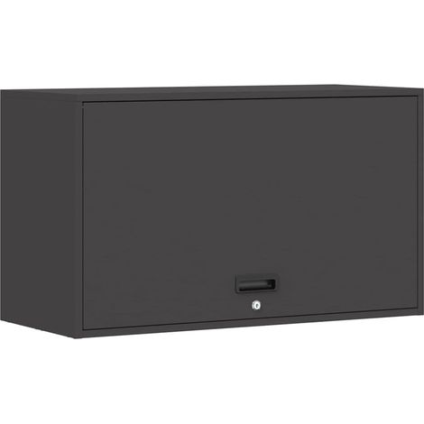 Wall Cabinet for Garage with Gas-lift Door Black vidaXL