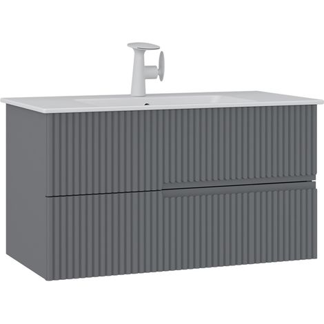 Waschtischunterschrank "Moonlight 90 v2" – 91 x 51 x 51 cm – Mattgrau (1/5)