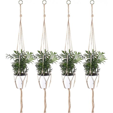 Jardinage Panier suspendu vert tissé Décoration-105cm, 4pcs