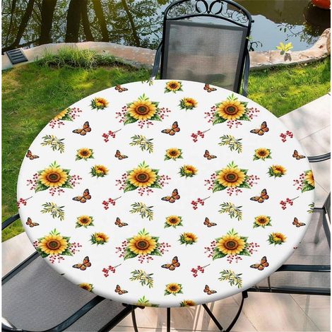Outdoor Tischdecke 110cm rund, wetterfest, abwischbar, mit Gummizug