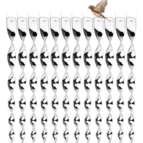 12 Pièces Spirales Réfléchissantes 30cm Répulsif Oiseaux 360° - Effaroucheur Oiseaux Universel pour Jardin, Terrasse, Balcon - Protection Anti-Oiseaux Écologique et Durable (1/4)