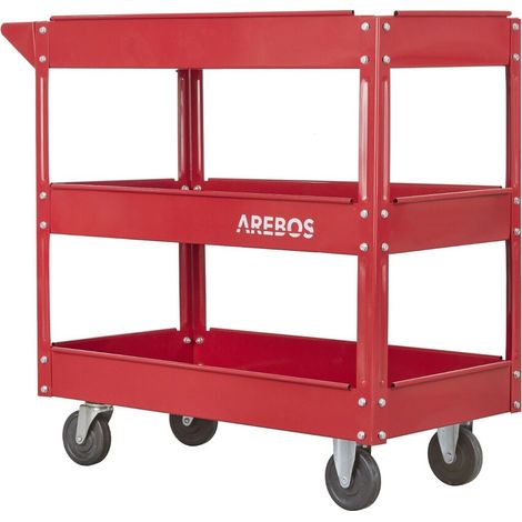 AREBOS Tool Trolley 3 Level Mobile Workshop Trolley Cart Storage Shelf on Wheels (1/5)