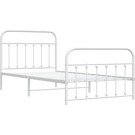 Estructura cama sin colchón con estribo metal blanco 100x200 cm vidaXL (1/4)
