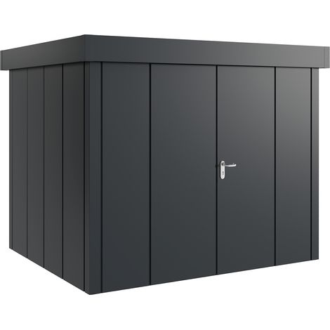 Hörmann Metall-Gerätehaus "Juno" mit Flachdach, JFD9 - Design, 262 x 214 cm (B x T), anthrazit, 2-flüglige Tür (1/5)