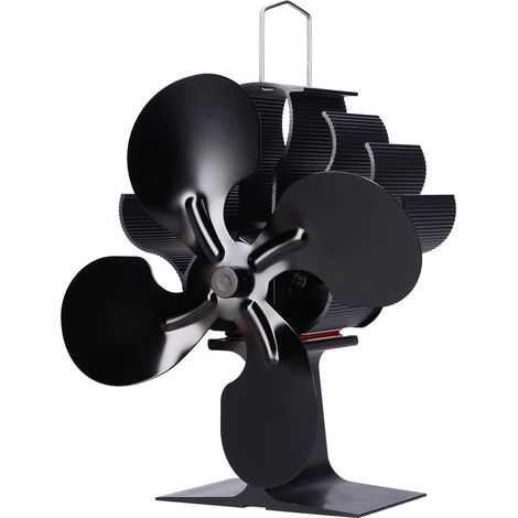 Ventilateur de poêle monobloc 4 pales, sans pile, pour cheminée à bois, distribution thermique écologique et efficace (1/5)