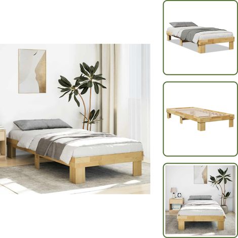 vidaXL Massivholzbett ohne Matratze 75x190 cm Eichenholz (1/5)