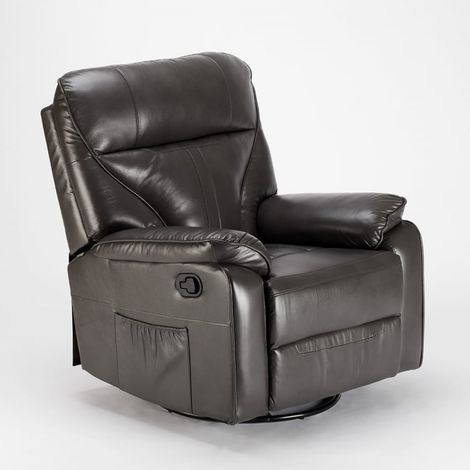 Sillón reclinable relax con mecedora y rotación de 360 en polipiel Sissi - Gris Oscuro