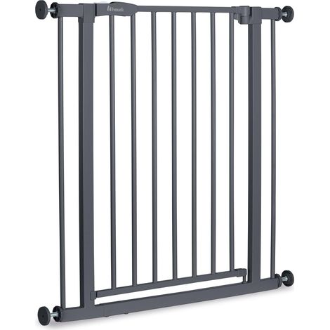 hauck Open N Stop 2, Grigio Scuro - Cancelletto per Bambini e Cani Senza Estensione - Larghezza Regolabile da 75 a 80 cm, Alto 77 cm, Apribile con una Mano in Entrambe Direzioni, Solo per Uso Interno (1/5)