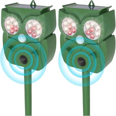Repulsif Chat Ultrason 2 Pièces, Étanche IP65, Répulsif Chat Fréquence Réglable pour Repousser Les Chats errants, Pigeons, Cerfs et Autres Animaux (1/5)
