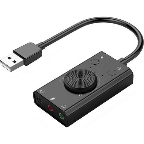Carte son externe USB avec interface microphone adaptateur audio USB vers 3,5 mm compatible avec les PC, les ordinateurs portables, les ordinateurs de bureau et les casques disponible en plusieurs c (1/5)