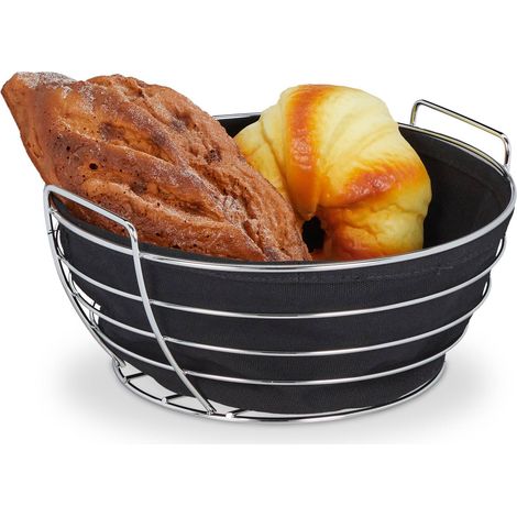 Cesta de pan redonda de metal con tapa