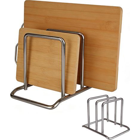 Support pour Planches à Découper en Acier Inoxydable Rangement Planche a Decouper Placard Support de Couvercle de Casserole Kitchen Organizer Organisateur pour Plan Travail Cuisine (1/5)