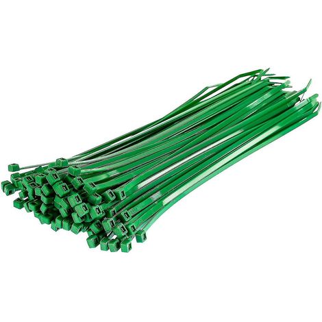 Lange, robuste silberne Kabelbinder, 370 mm x 4,8 mm, 100er-Packung, aus hochwertigem Nylon, 300 mm x 3,6 mm Reißverschluss, grün