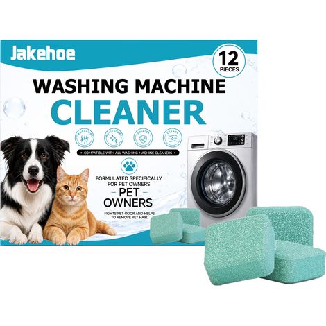 Pastilles nettoyantes pour lave-linge JAKEHOE 12 pièces, anti-calcaire anti-poils animaux compatible tous modèles (1/5)