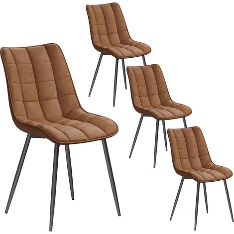 WOLTU 4x Sillas de Comedor Asiento con Respaldo Marrón Claro