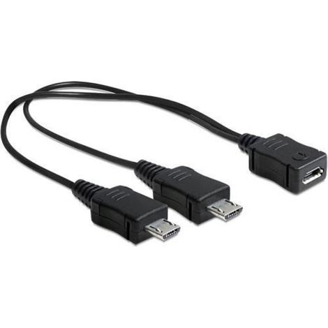 Câble USB Micro-B - USB 2.0 - 2 Connecteurs Micro-USB B - 20,5 cm - Noir - 1 Pièce (1/2)