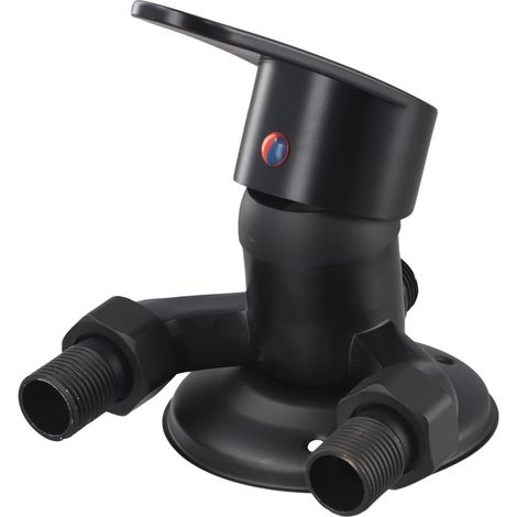 Mitigeur bain-douche thermostatique noir en laiton massif (1/5)