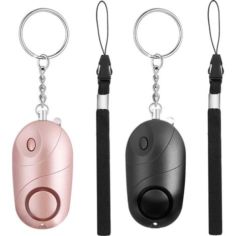 2 Pièces Alarme Personnelle, Alarmes de Poche de 130 décibels avec lumières LED, Porte Clef Defense pour Les Femmes et Personnes âgées (1/5)