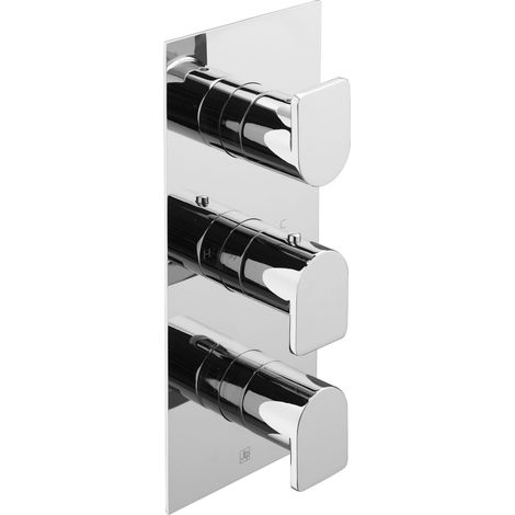 JTP Form Thermostatic Concealed 2 Outlet Shower Valve Triple Handle - Chrome (1/2)