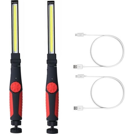 Set aus 2 wiederaufladbaren LED-Arbeitslampen, magnetische Unter-Haube-Arbeitslampe, kabellose COB-Arbeitslampe batteriebetrieben für Grill/Auto/Inspektion/Werkstatt/Notfall