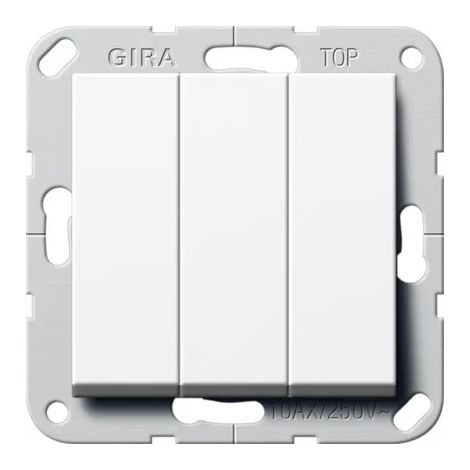 Gira Pulsador basculante BS 3f contacto N/A System 55 Blanco puro [284403], 2844 03
