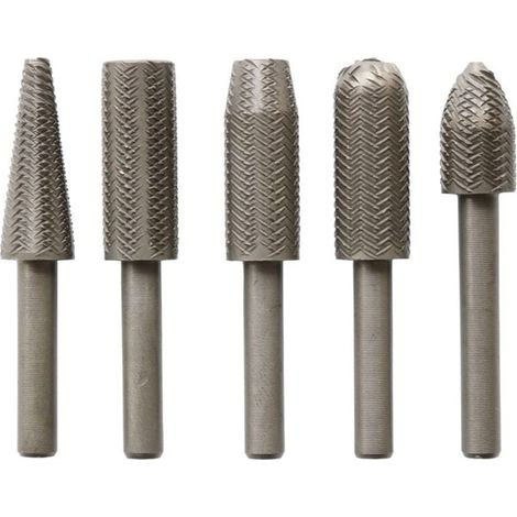 Lot de 5 limes rotatives électriques, lime en acier gaufré, lime en métal souple, tête de meulage électrique, tête de lime électrique 6 mm (1/5)