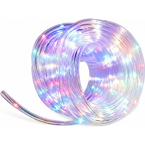 Guirlande Tubulaire LED Solaire Bleue Extérieur, 50 LED, 8 Modes, Étanche Jardin (1/5)