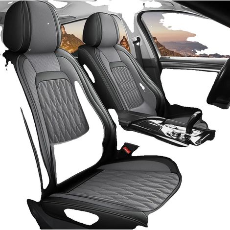 Coprisedili per auto, in pelle Nappa, vestibilità universale, neri e grigi (1/2)