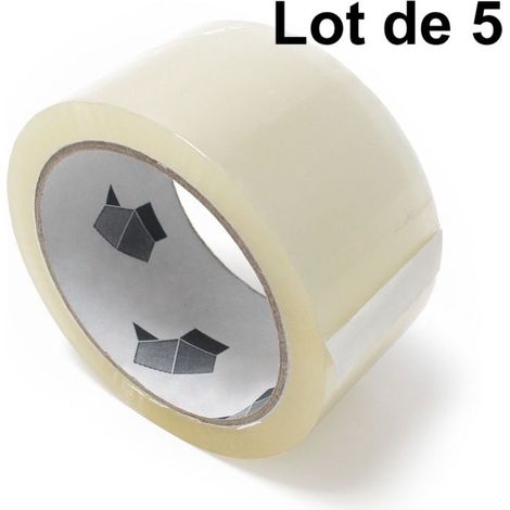 Lot de 5 Rubans Adhésifs 66 m 50mm de large Déroulage Silencieux : Robuste, Transparent