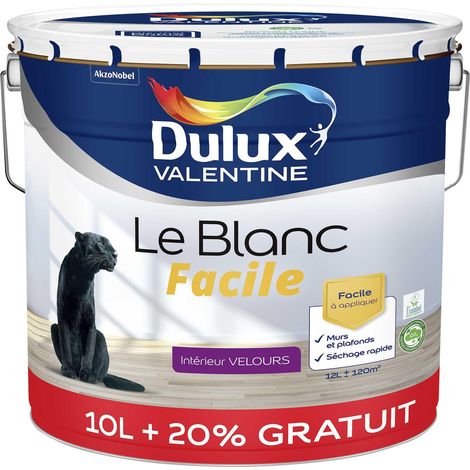 Peinture Le Blanc Facile Dulux Valentine Velours Blanc 10 L + 20%