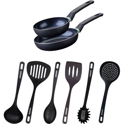 Ensemble de 2 poêles de 16 et 20 cm et 6 ustensiles Fackelmann Brandao (1/5)