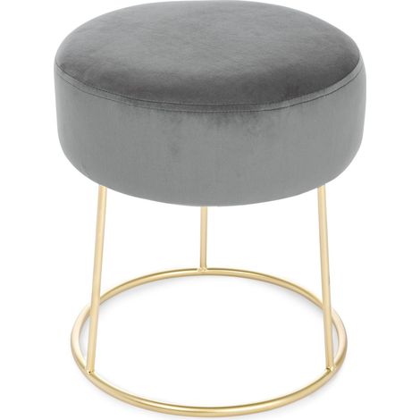 Pouf "Clarissa" in velluto anticato h 40 cm arredamento per salotto moderno -Grigio