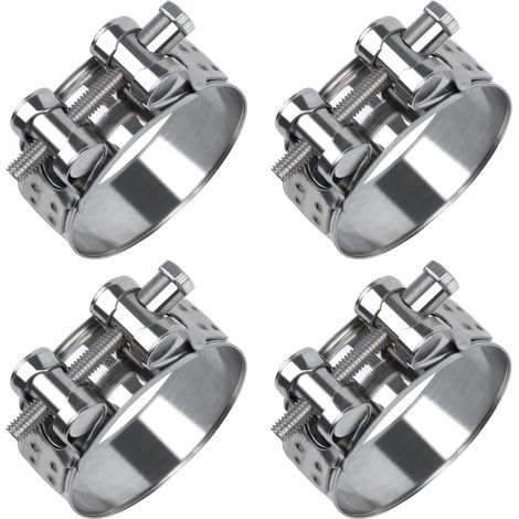 Lot de 4 colliers de serrage à boulon articulé en acier inoxydable - 48-51 mm - Largeur de bande : 22 mm - Pour piscine, machine à laver, tuyau à essence, étang et jardin (1/5)